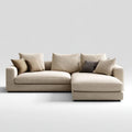 Sofa, 4-osobowa poliestrowy beżowy sofa z szezlongiem 270 x 160 x 85 cm