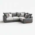 Sofa, 3-osobowa sofa w L w szarej poliestrowej tkaniny, 260 x 180 x 85 cm
