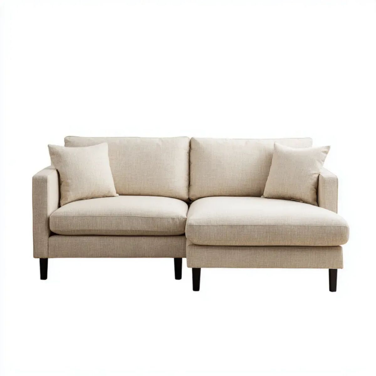 Sofa, 3-osobowa poliester narożnik sofa z czarne nóżki, 220 x 145 x 85 cm