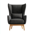 Fotel, Szary fotel z antracytem bergère 76 x 82 x 105 cm w poliestrze z nogami w kształcie litego drewna gumowego