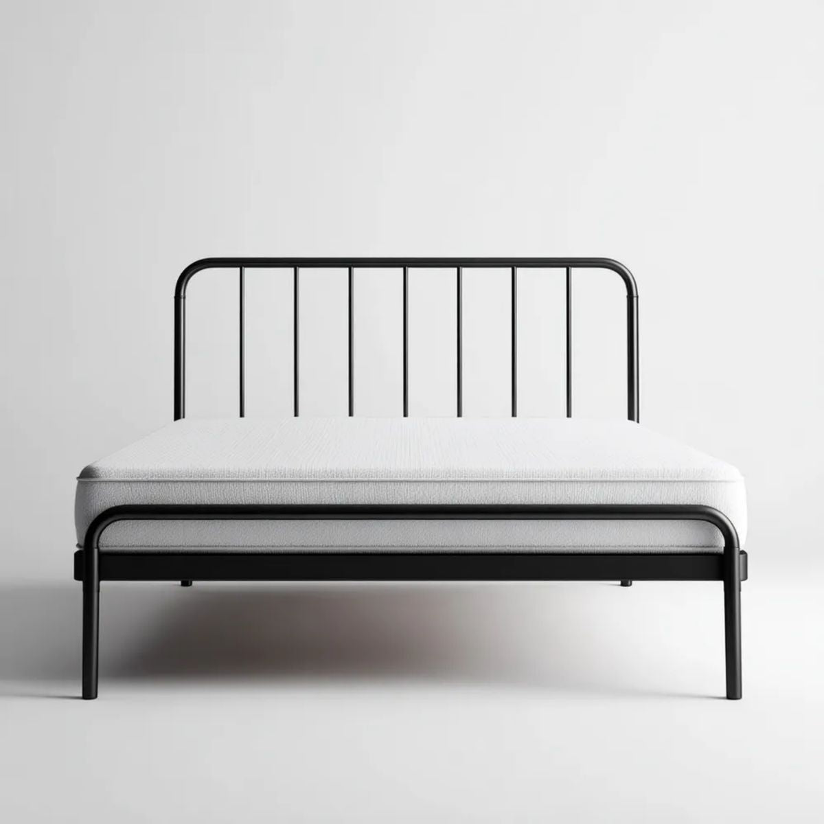 Łóżko dwuosobowe, Czarne podwójne łóżko 140 x 190 cm stal nierdzewna z kolczastą deską rozdzielczą