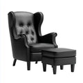 fotel bergère z czarnym podnóżkiem w PU 80 x 85 x 110 cm