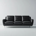 Sofa, 3-osobowa fotel sofa czarny w PU syntetyczne skóry polipropylenowej, 210 x 88 x 84 cm