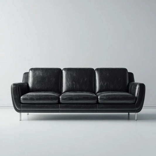 Sofa, 3-osobowa fotel sofa czarny w PU syntetyczne skóry polipropylenowej, 210 x 88 x 84 cm