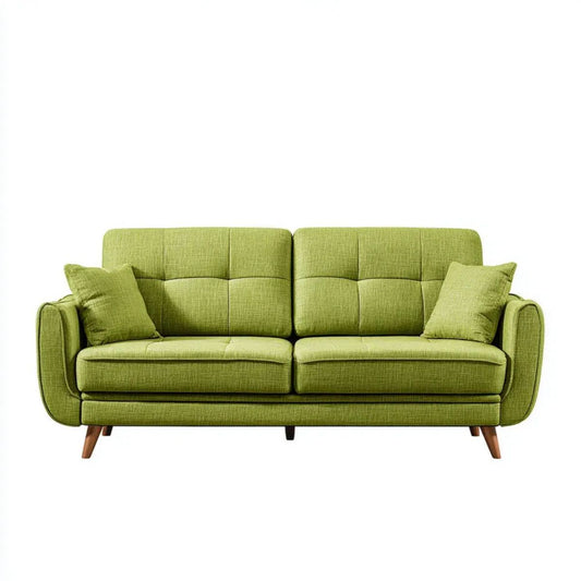 Sofa, 2-osobowa w sofie z zielonym poliestrem z drewnianymi nóżkami, 180 x 85 x 88 cm