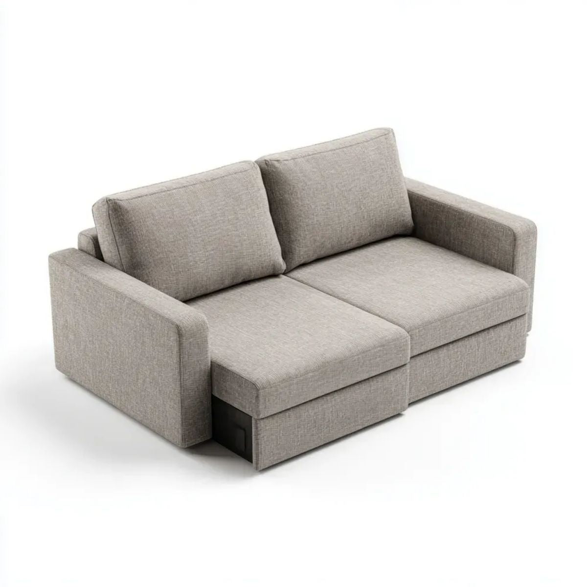 Sofa, Podwójna sofa w poliestrze szara, 160 x 95 x 85 cm, zasypianie 140 x 190 cm
