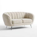 Sofa, Podwójne fotele, beżowe, sztruksowe poliestrowe sofa z metalowymi nóżkami, 160 x 85 x 78 cm