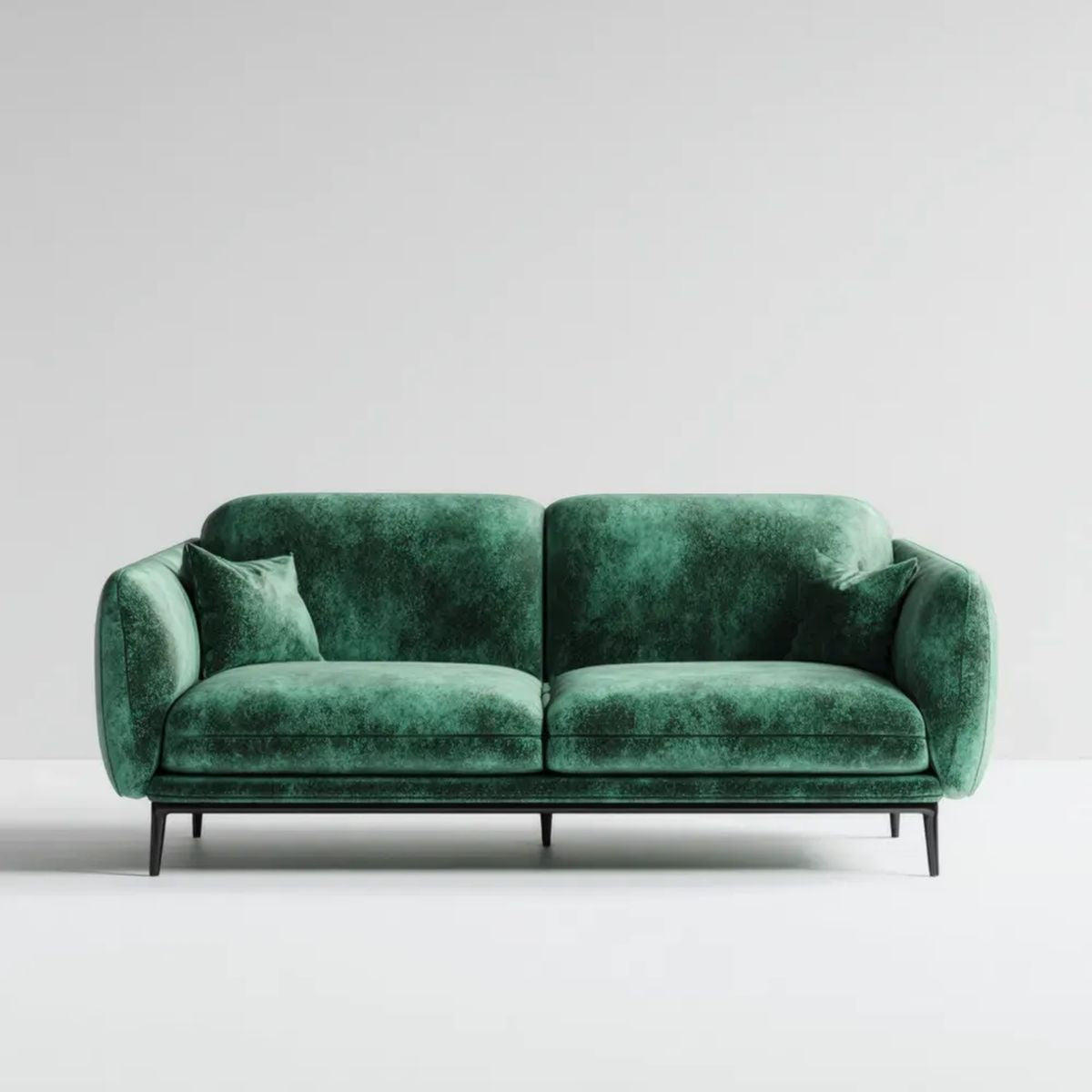 Sofa, 2 kwadratowe proste sofa szmaragdowa zielona w poliestrze welwelt, 180 x 90 x 85 cm