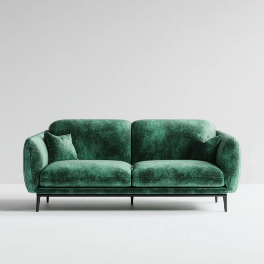Sofa, 2 kwadratowe proste sofa szmaragdowa zielona w poliestrze welwelt, 180 x 90 x 85 cm