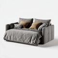 Sofa, Łóżko sofa 2-osobowa szary 200 x 95 x 85 cm z 140 x 200 cm powierzchni spania poliester- kabel prostokątna