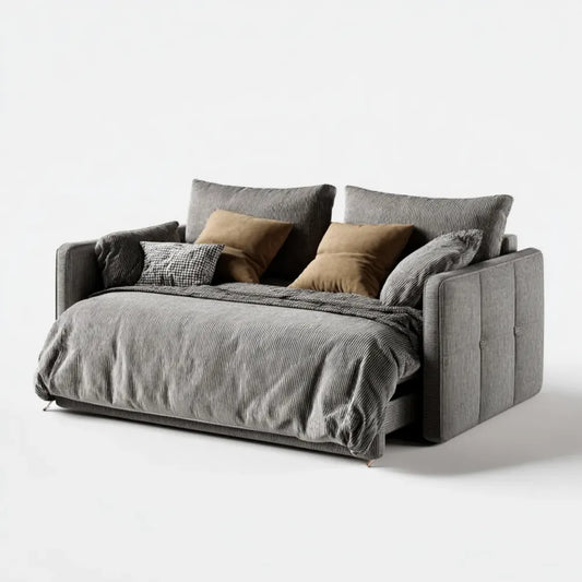 Sofa, Łóżko sofa 2-osobowa szary 200 x 95 x 85 cm z 140 x 200 cm powierzchni spania poliester- kabel prostokątna