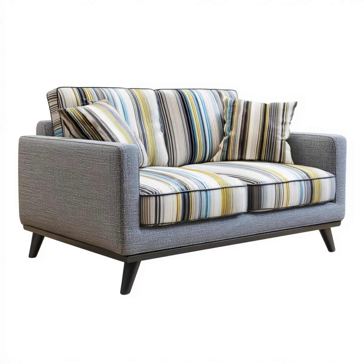 Sofa, 2-fotelikowa sofa Szara z tapicerką poliestrową prostokątną 160 x 85 x 85 cm