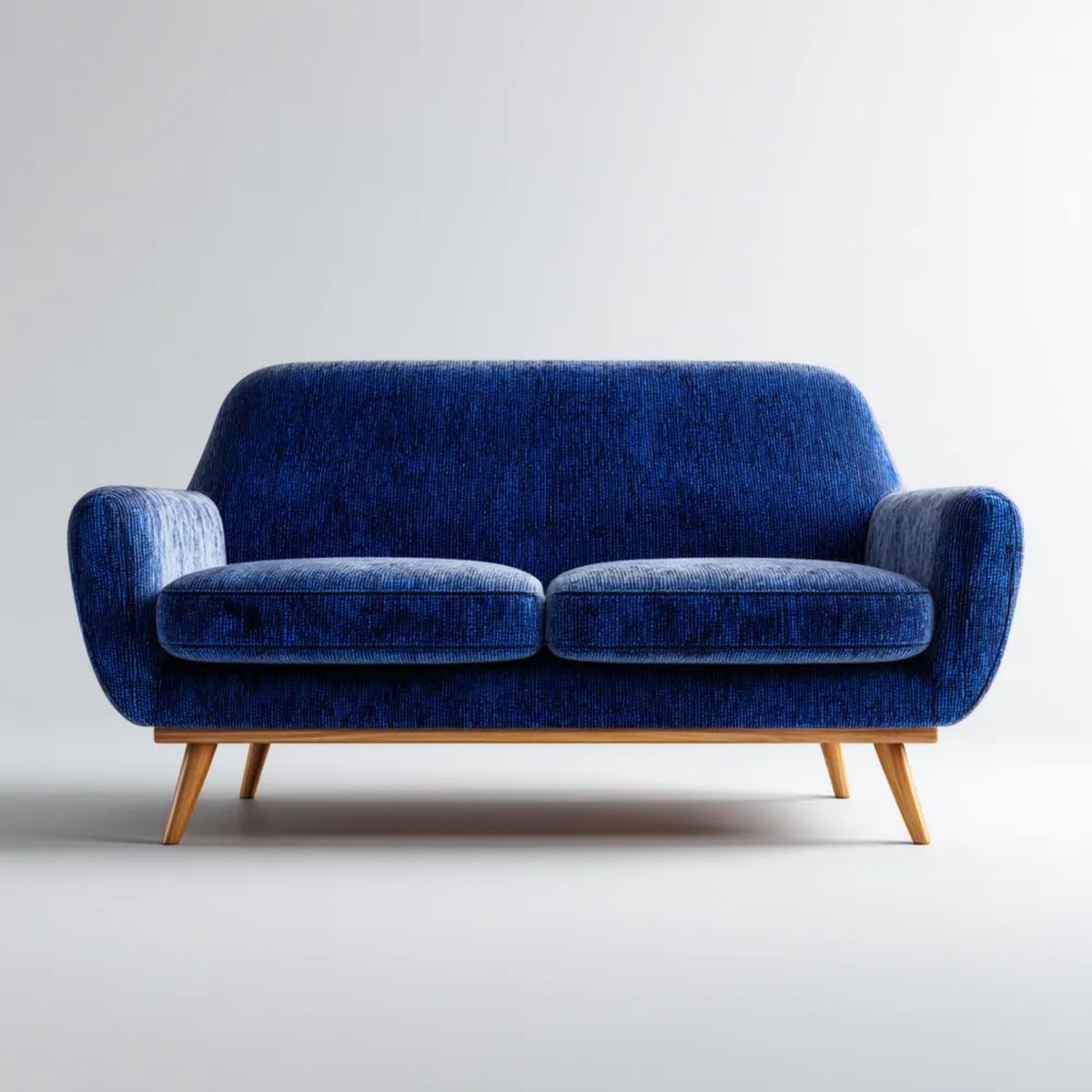 Sofa, 2 niebieska sofa w betonowej z drewnianymi nóżkami, 150 x 78 x 82 cm