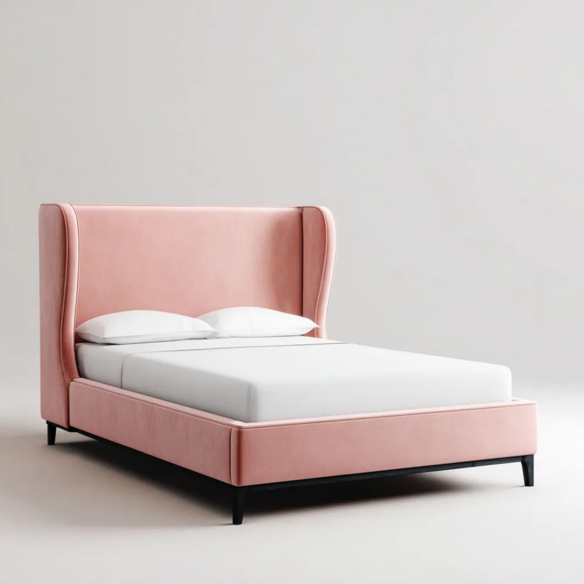 Łóżko dwuosobowe, Tapicerowane podwójne łóżko w pudding różowe Bedvelvet 160 x 200 cm z wysokim deską rozdzielczą