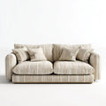 Sofa, Plaski sofa 2 miejsca beżowe paski w paski w poliestrze betonowane betonowe, 190 x 95 x 85 cm
