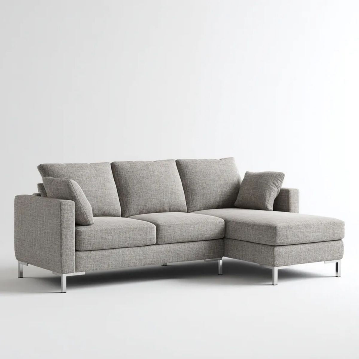 Sofa, 3-osobowa w prosty narożnik sofa w poliestrze i metal, 250 x 160 x 85 cm