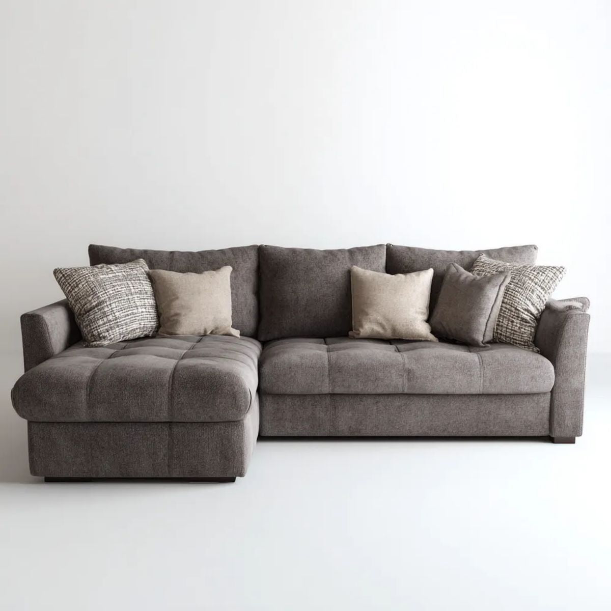 Sofa, 3-osobowa w lewym rogu sofa w poliestrze taupe, 250 x 160 x 88 cm, w kształcie litery L