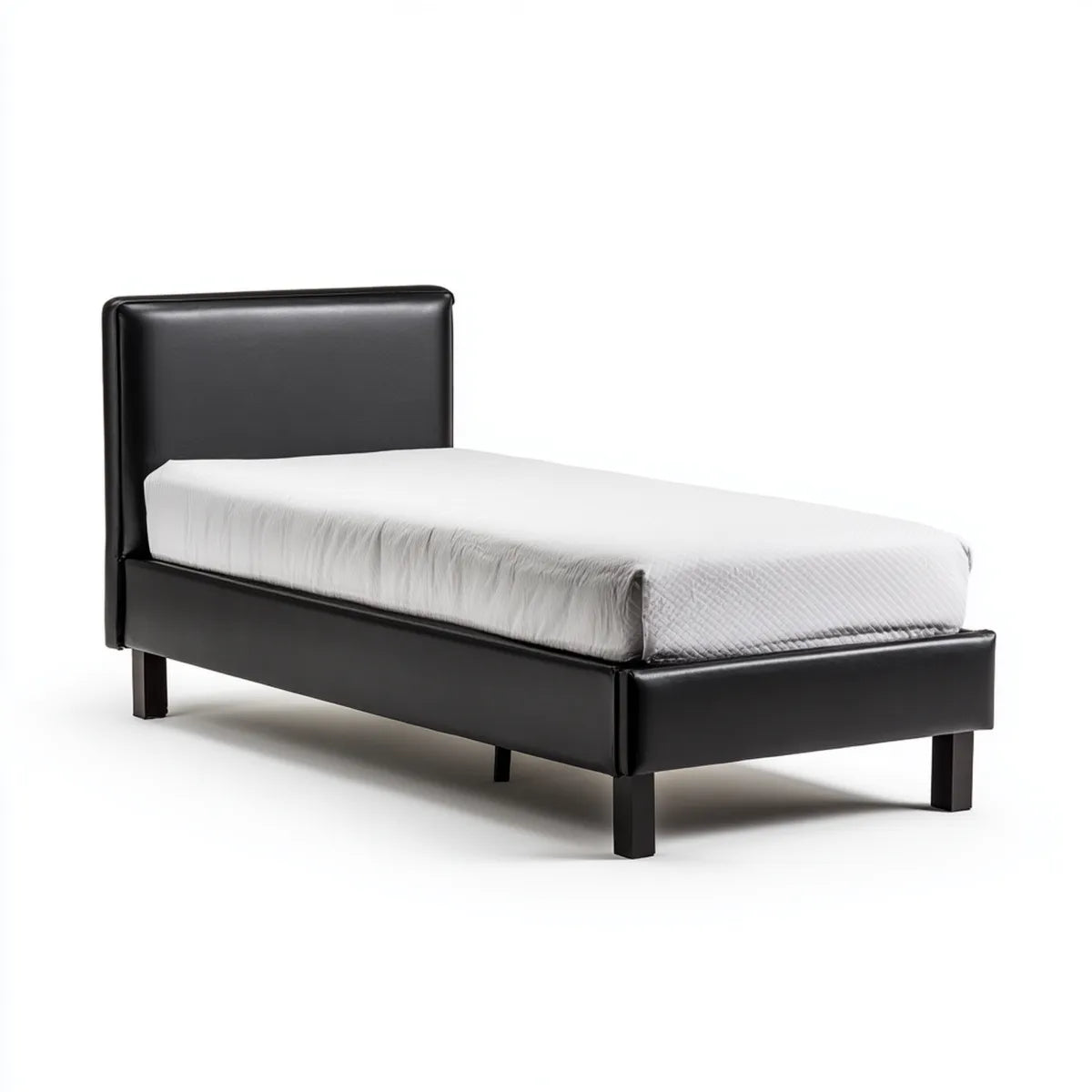 Łóżko pojedyncze czarne z wyściełaną deską nawierzchnią w PU 90 x 190 cm