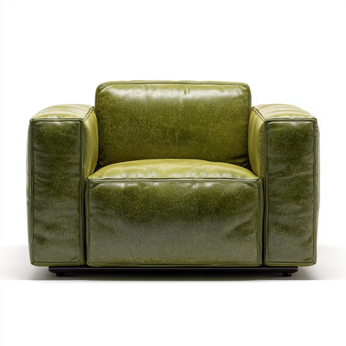 Fotel, Zielony fotel w salonie 105 x 90 x 75 cm w syntetycznym PU kwadrat