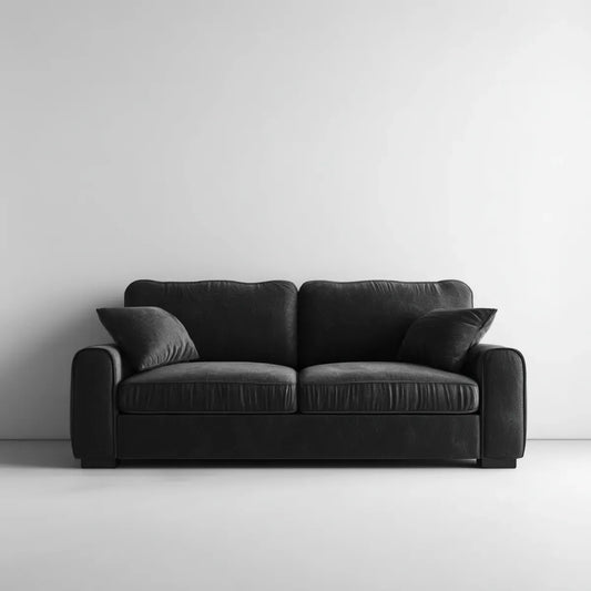 Sofa, 2-osobowa kanapa czarna 180 x 90 x 85 cm PU- sztuczny prostokątna