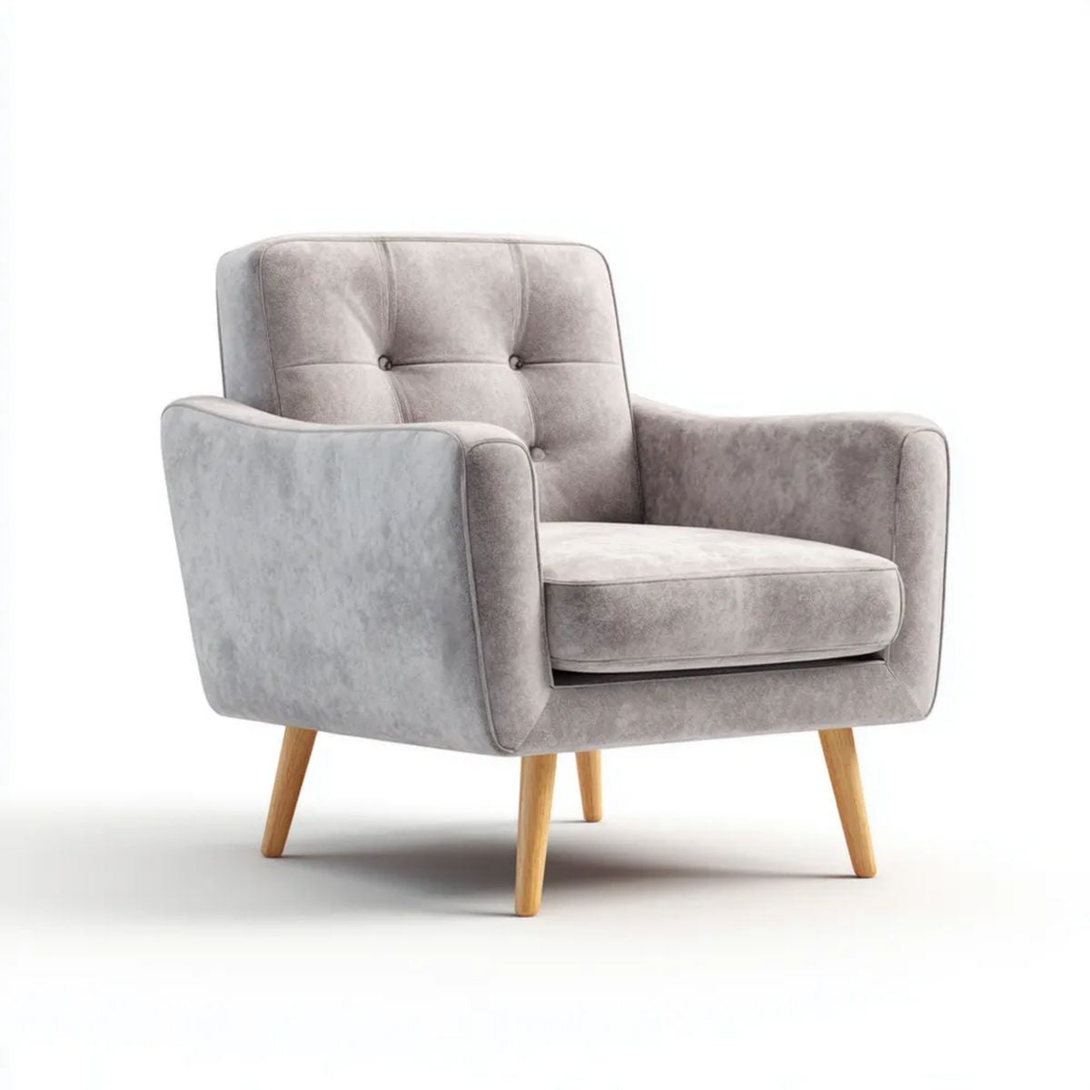 Fotel, Szary fotel w poliestrze z litego drewna iglastego, 80 x 82 x 86 cm