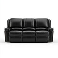 Sofa, 3-osobowa wyprostowany fotel czarny ze skóry syntetycznej poliuretanowej PU 210 x 94 x 102 cm