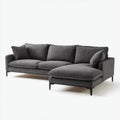 Sofa, Prosty narożnik sofa w poliestrowy szary antracyt i czarny z meridianem, 260 x 160 x 85 cm