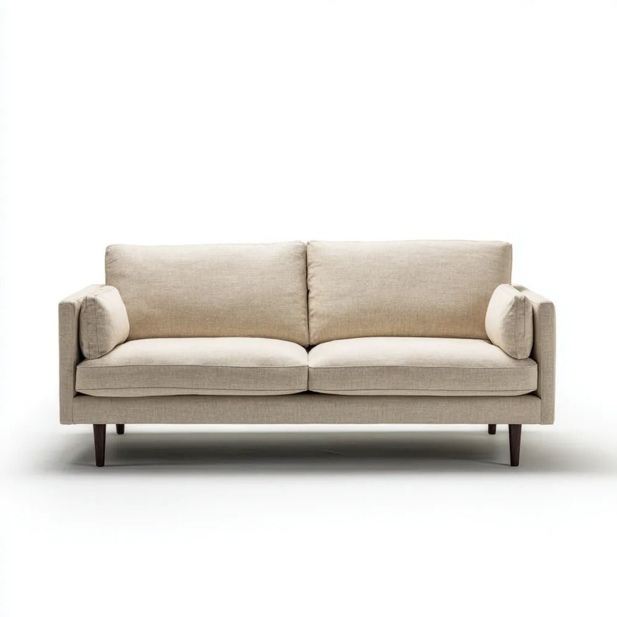 Sofa, 3-osobowa poliester sofa z nogami z lity brązowy drewno ciemnobrązowy, 180 x 85 x 85 cm