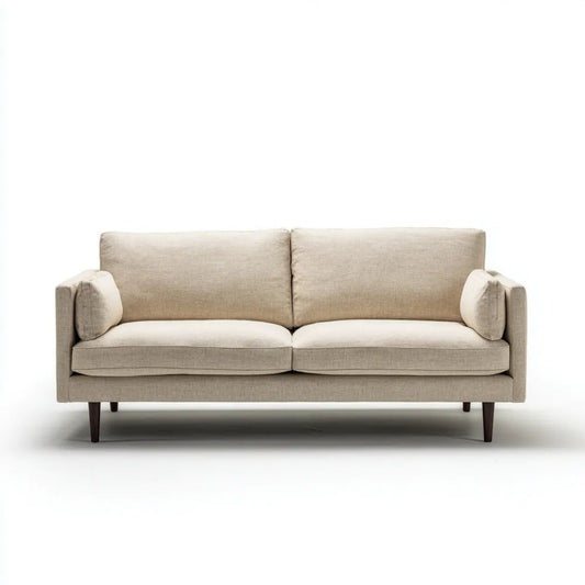 Sofa, 3-osobowa poliester sofa z nogami z lity brązowy drewno ciemnobrązowy, 180 x 85 x 85 cm