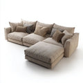 Sofa, 3-osobowa sofa z szezlongiem w beżowym poliestrze 280 x 170 x 85 cm