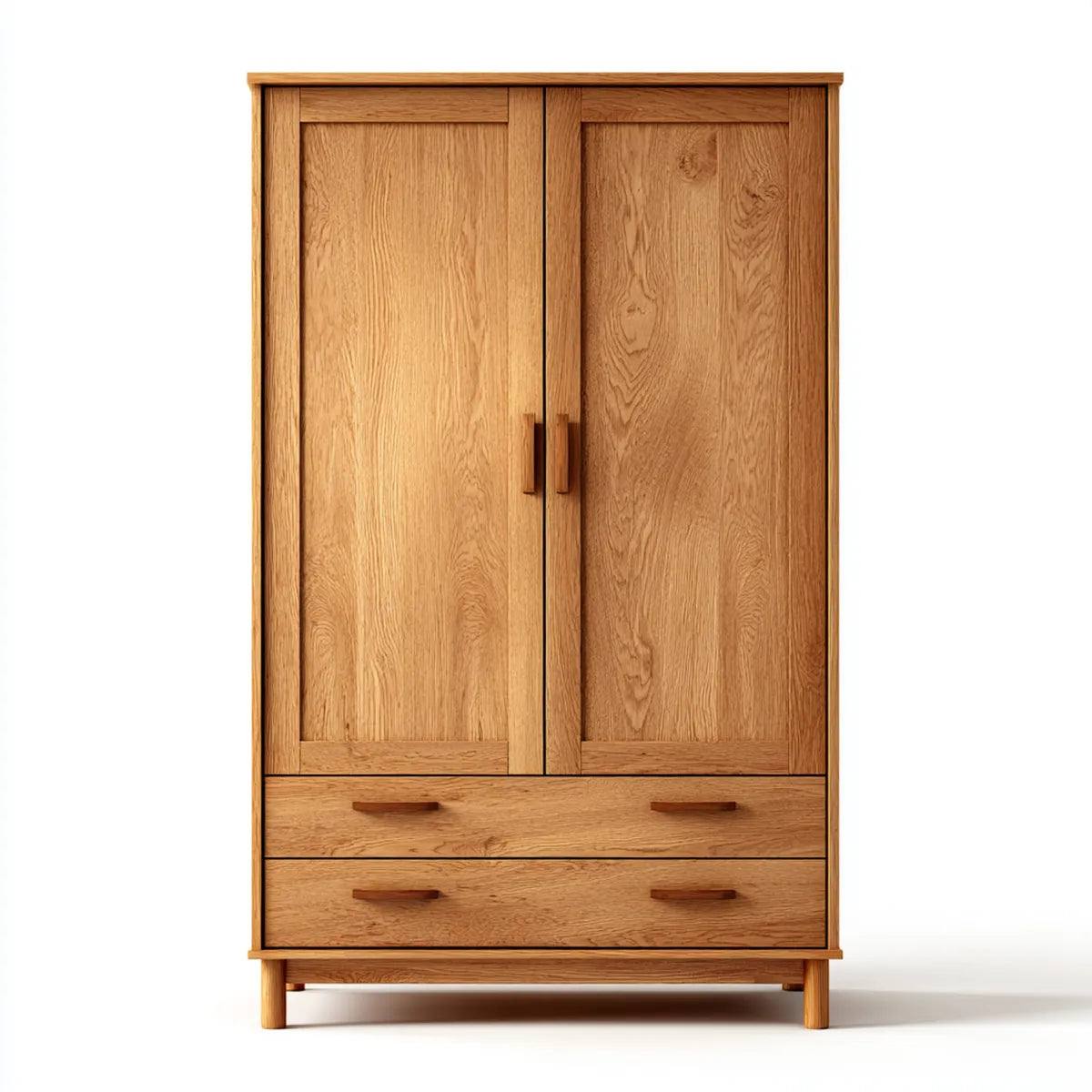 Szafa Dąb naturalny naturalna 100 x 55 x 200 cm lite drewno prostokątne z 2 drzwiami i 2 szufladami