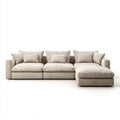 Sofa, 3-osobowa w prawo narożnik sofa w beżowym poliestrze 300 x 170 x 85 cm