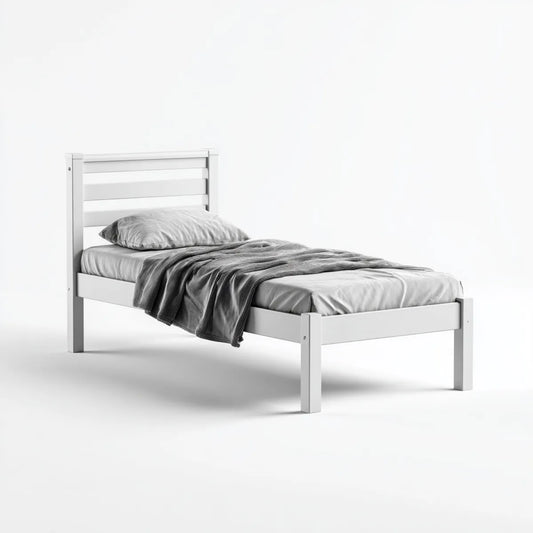 Łóżko pojedyncze białe 90 x 190 cm w litym drewnie z prostokątnej sosny