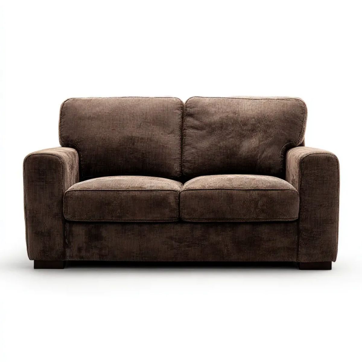 Sofa, 2 ciemnobrązowa sofa w poliestrze żebrowana Berevelvet, 160 x 90 x 85 cm