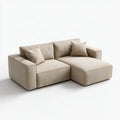 Sofa, 3-osobowa sofa z szezlongiem beżowy poliester beżowy, 240 x 160 x 78 cm