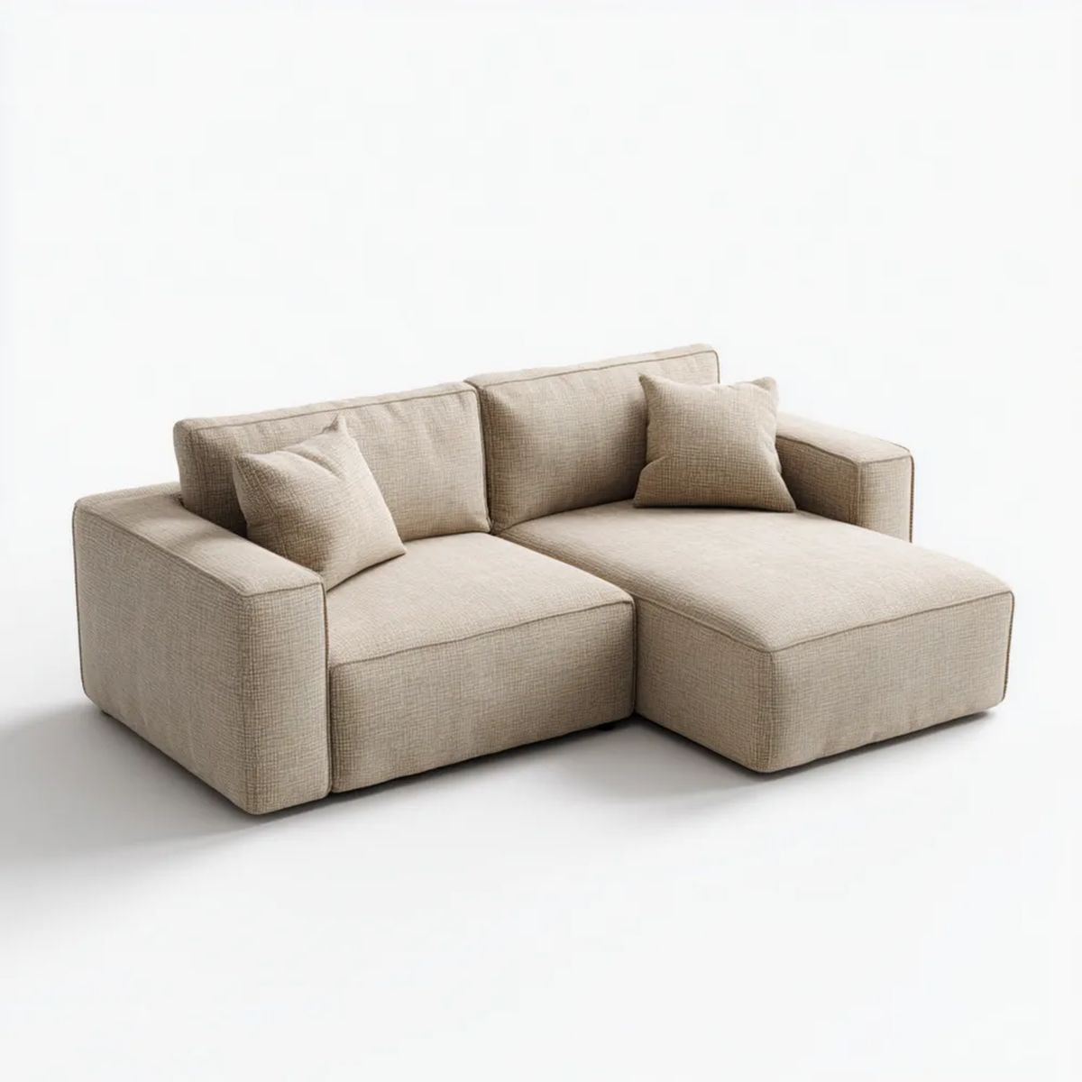 Sofa, 3-osobowa sofa z szezlongiem beżowy poliester beżowy, 240 x 160 x 78 cm
