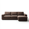 Sofa, 3-osobowa sofa z szezlongiem brązowy poliester 270 x 160 x 85 cm